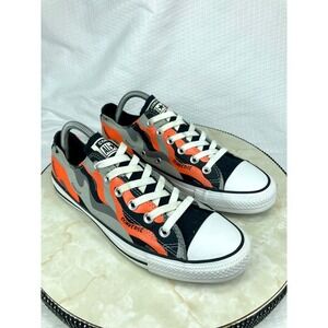 Converse Camo Low Top Shoes Womens Sz 9.5 Orange Grey Streetwear Skater Sneakers